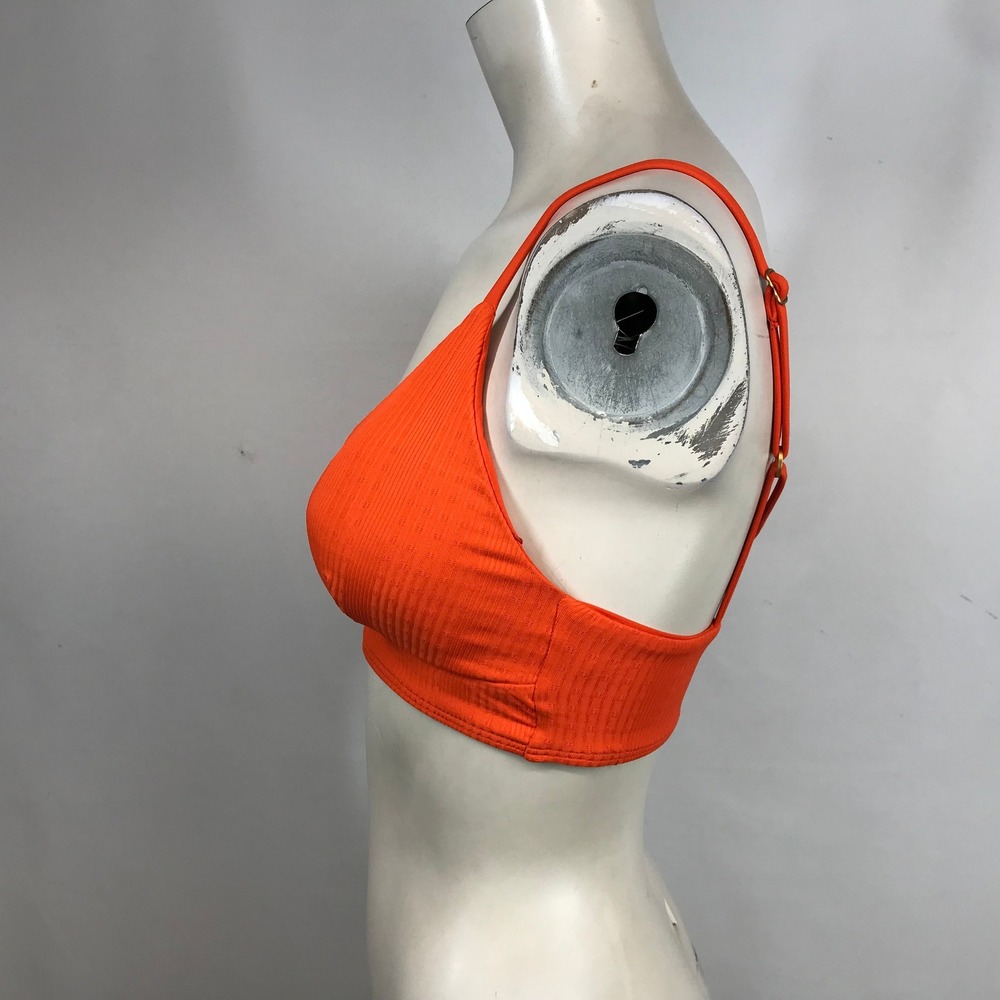 L*Space Monica Wise Orange Ribbed V-Notch SIREN Bikini Top D Cup New - Picture 6 of 10